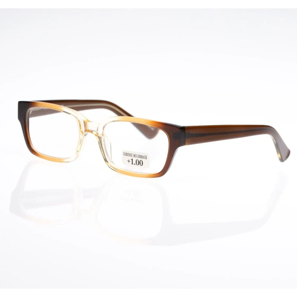 Corinne McCormack Women Sydney Square Ombre Brown +1.00 Reading Glasses (pre-own - Picture 3 of 7